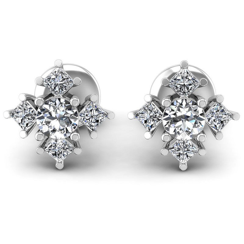 Round Diamonds 0.75CT Designer Studs Earring in 14KT White Gold