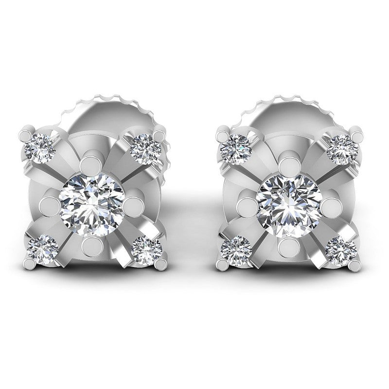 Round Diamonds 1.10CT Designer Studs Earring in 14KT White Gold