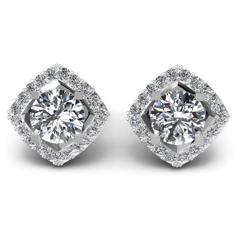Round Diamonds 1.30CT Designer Studs Earring in 14KT White Gold