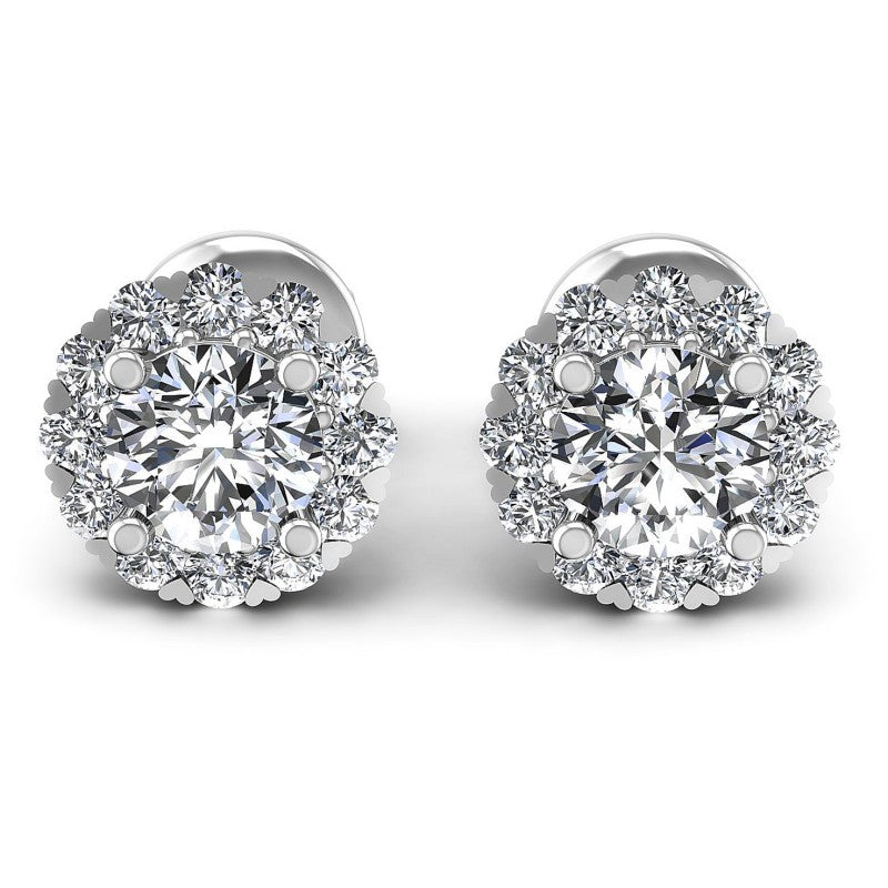 Round Diamonds 1.50CT Designer Studs Earring in 14KT White Gold