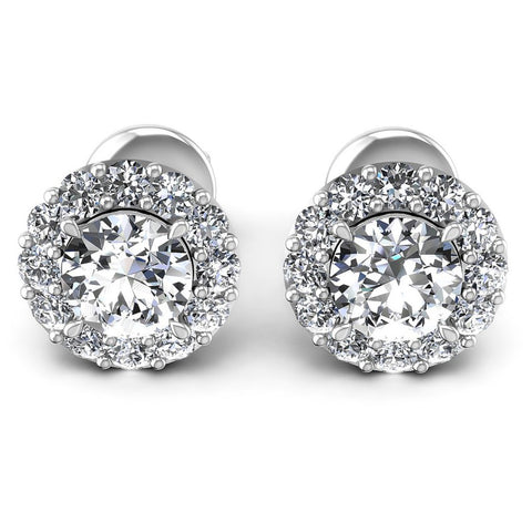 Round Diamonds 1.70CT Designer Studs Earring in 14KT White Gold