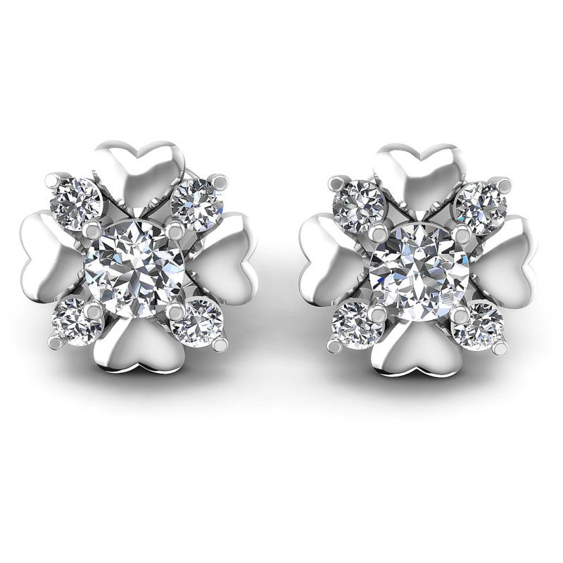 Round Diamonds 0.55CT Designer Studs Earring in 14KT White Gold