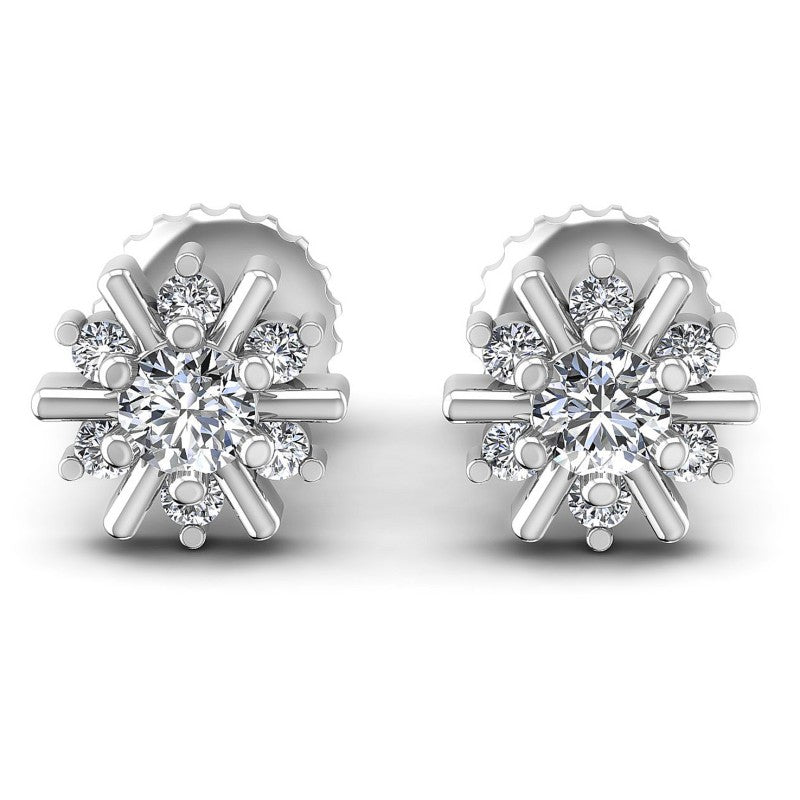 Round Diamonds 1.20CT Designer Studs Earring in 14KT White Gold