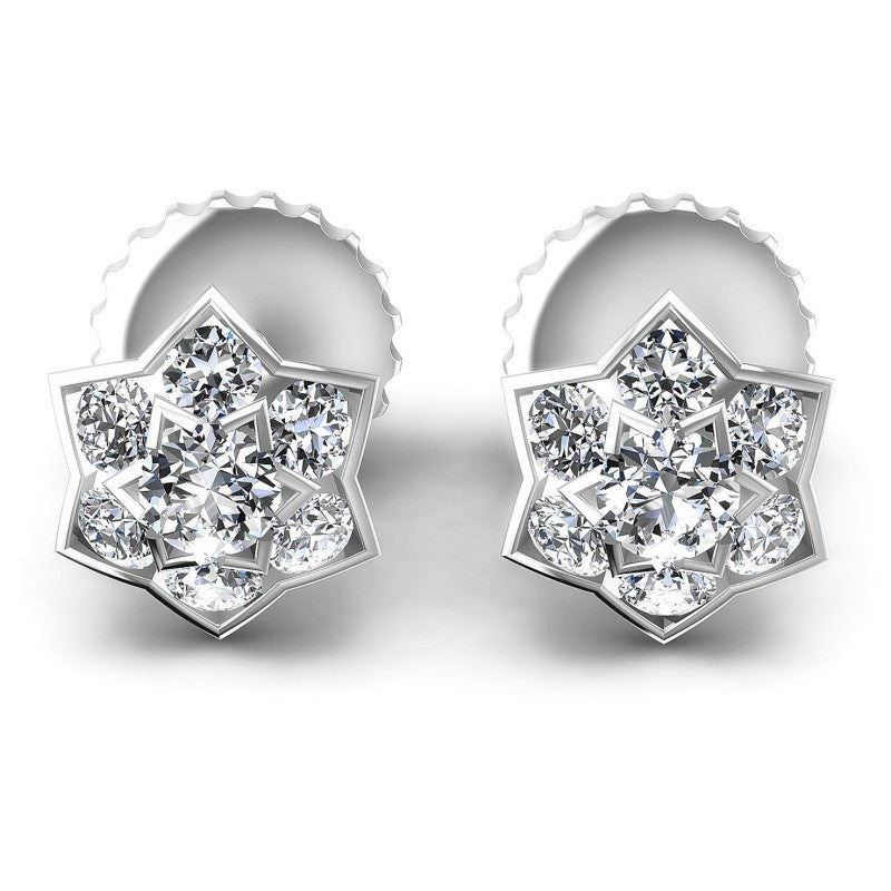 Round Diamonds 1.30CT Designer Studs Earring in 14KT White Gold