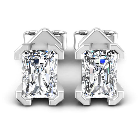 Radiant Cut Diamonds Stud Earrings in 14KT White Gold
