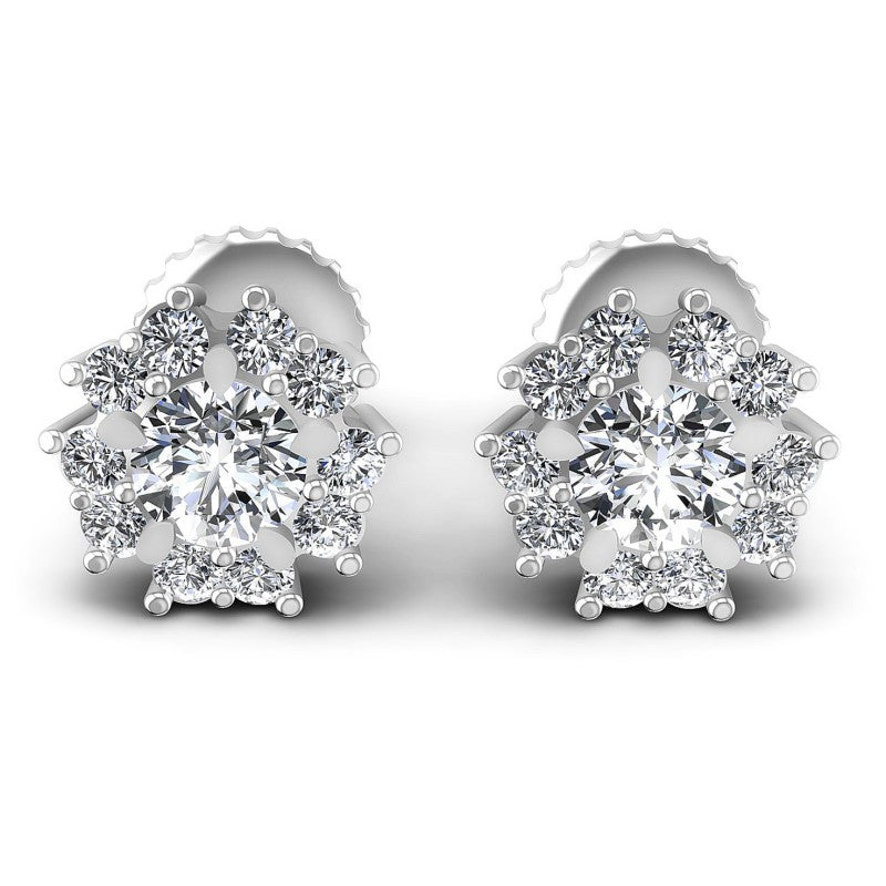 Round Diamonds 0.55CT Designer Studs Earring in 14KT White Gold