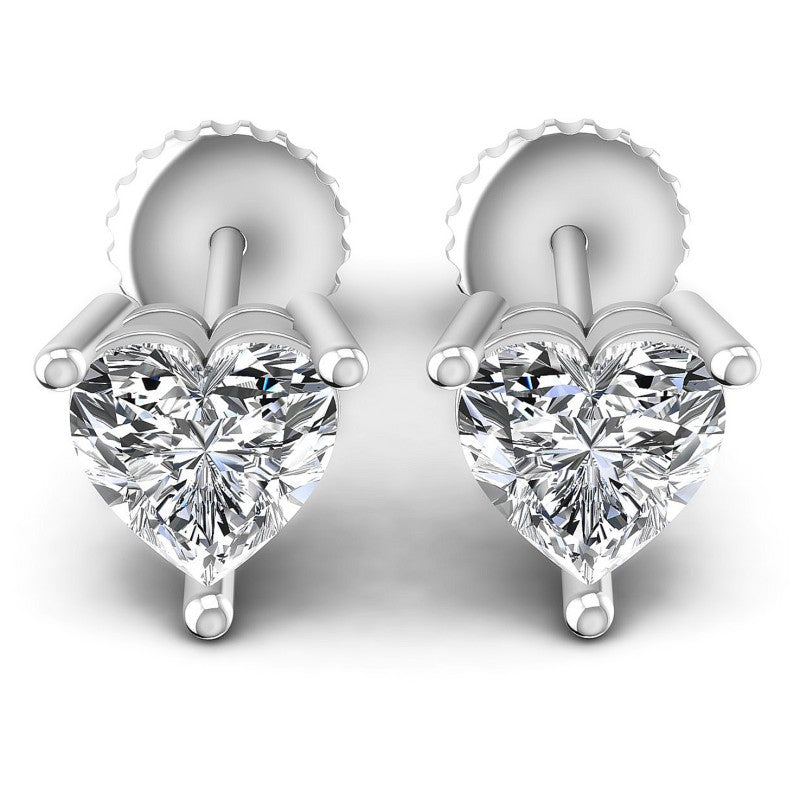 Heart Diamonds 1.00CT Stud Earrings in 14KT White Gold
