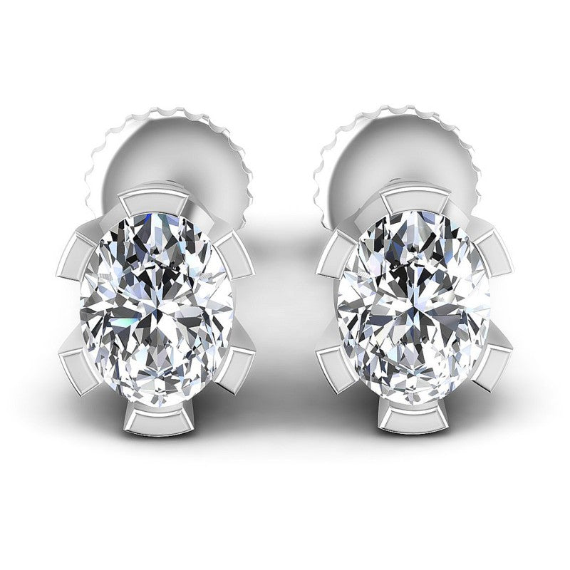 Oval Diamonds 1.00CT Stud Earrings in 14KT White Gold