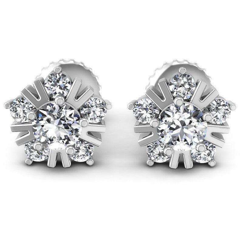 Round Diamonds 0.65CT Designer Studs Earring in 14KT White Gold