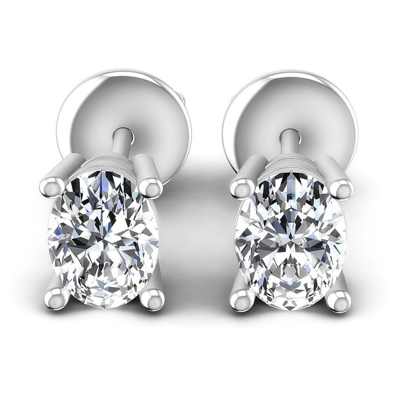 Oval Diamonds 1.00CT Stud Earrings in 14KT White Gold