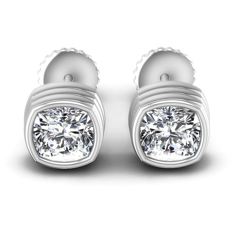 Cushion Diamonds 1.00CT Stud Earrings in 14KT White Gold