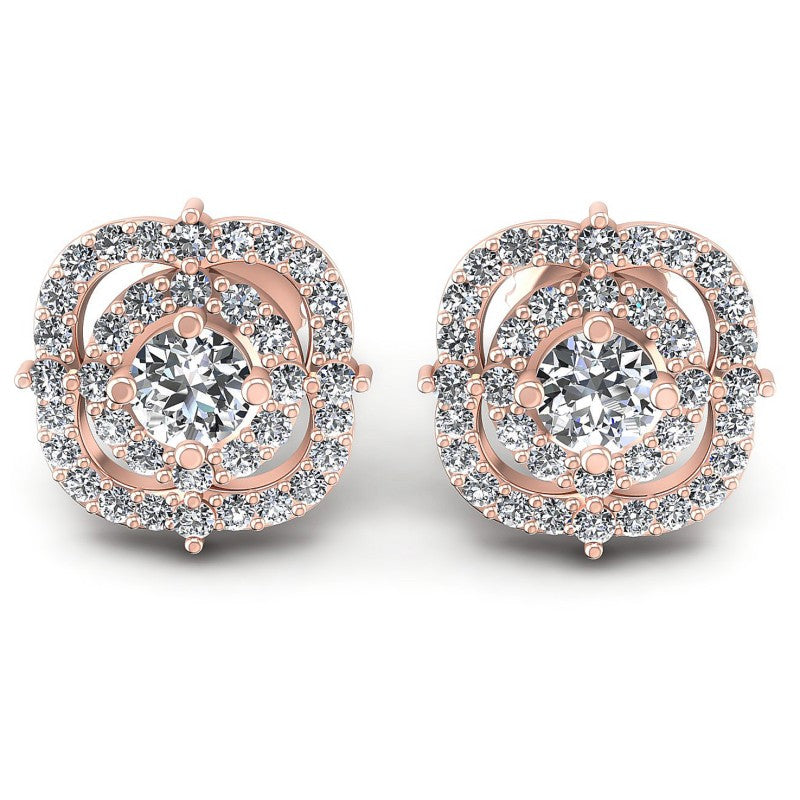 Round Diamonds 0.95CT Designer Studs Earring in 18KT White Gold