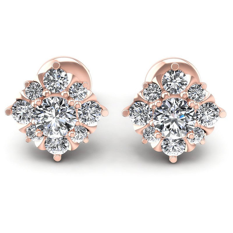 Round Diamonds 0.85CT Designer Studs Earring in 18KT White Gold
