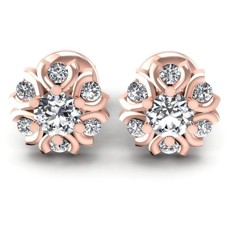 Round Diamonds 0.55CT Designer Studs Earring in 18KT White Gold