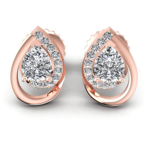 Round and Pear Diamonds 0.45CT Designer Studs Earring in 18KT White Gold