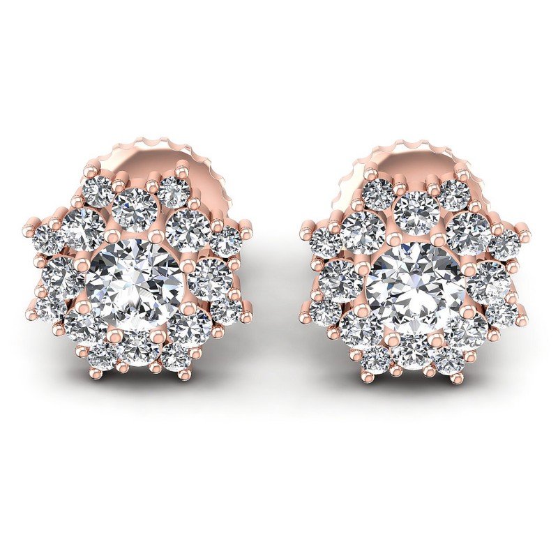 Round Diamonds 0.85CT Designer Studs Earring in 18KT White Gold