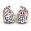Round and Oval Diamonds 1.30CT Designer Studs Earring in 18KT White Gold