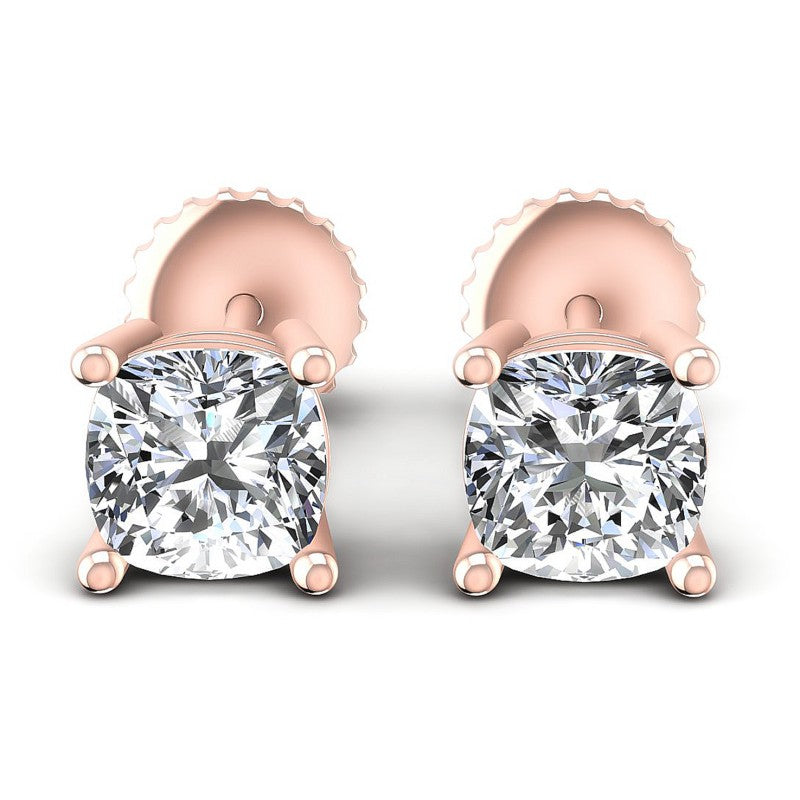 Cushion Diamonds 1.00CT Stud Earrings in 18KT White Gold