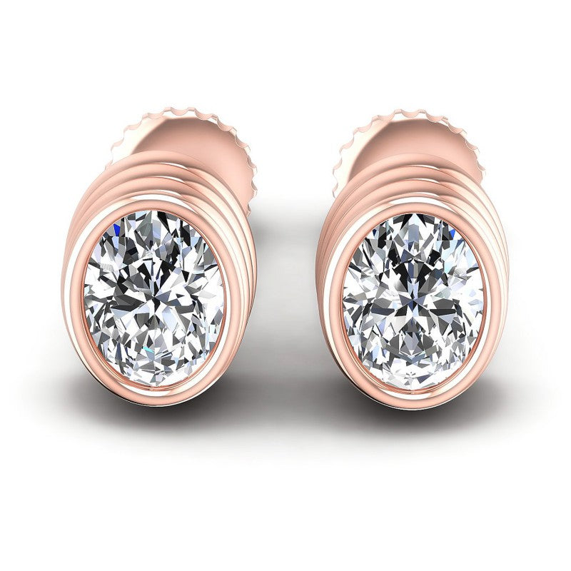 Oval Diamonds 1.00CT Stud Earrings in 18KT White Gold