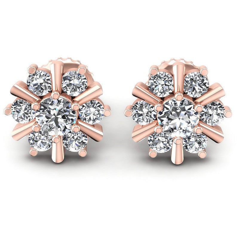 Round Diamonds 0.85CT Designer Studs Earring in 18KT White Gold