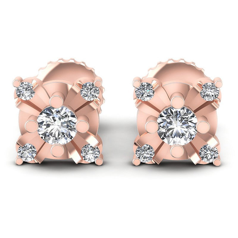 Round Diamonds 1.10CT Designer Studs Earring in 18KT White Gold