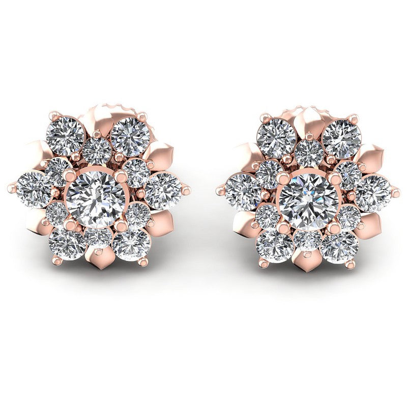Round Diamonds 1.15CT Designer Studs Earring in 18KT White Gold