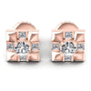 Princess and Round Diamonds 0.80CT Designer Studs Earring in 18KT White Gold