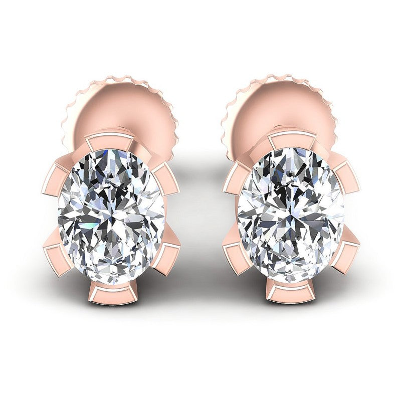 Oval Diamonds 1.00CT Stud Earrings in 18KT White Gold