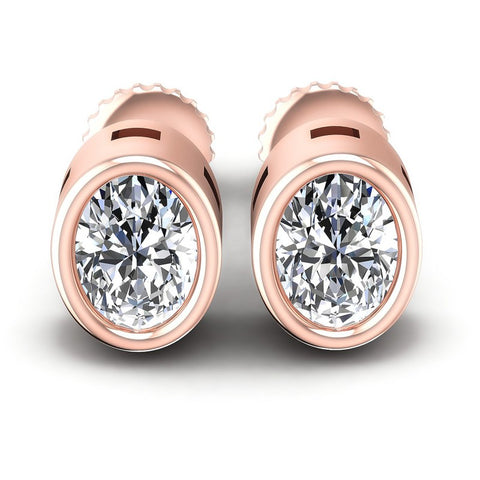Oval Diamonds 1.00CT Stud Earrings in 18KT White Gold