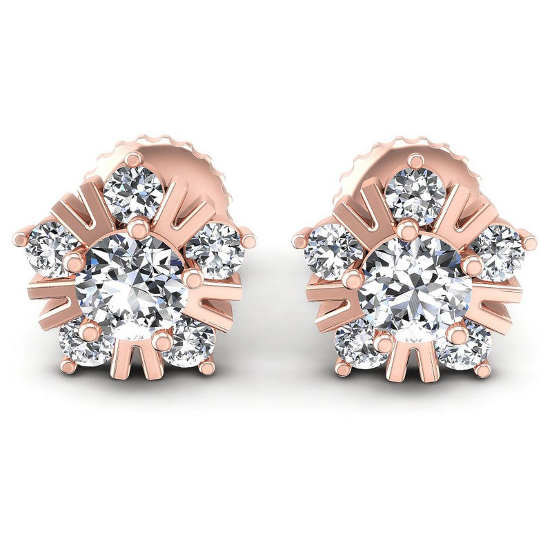Round Diamonds 0.65CT Designer Studs Earring in 18KT White Gold