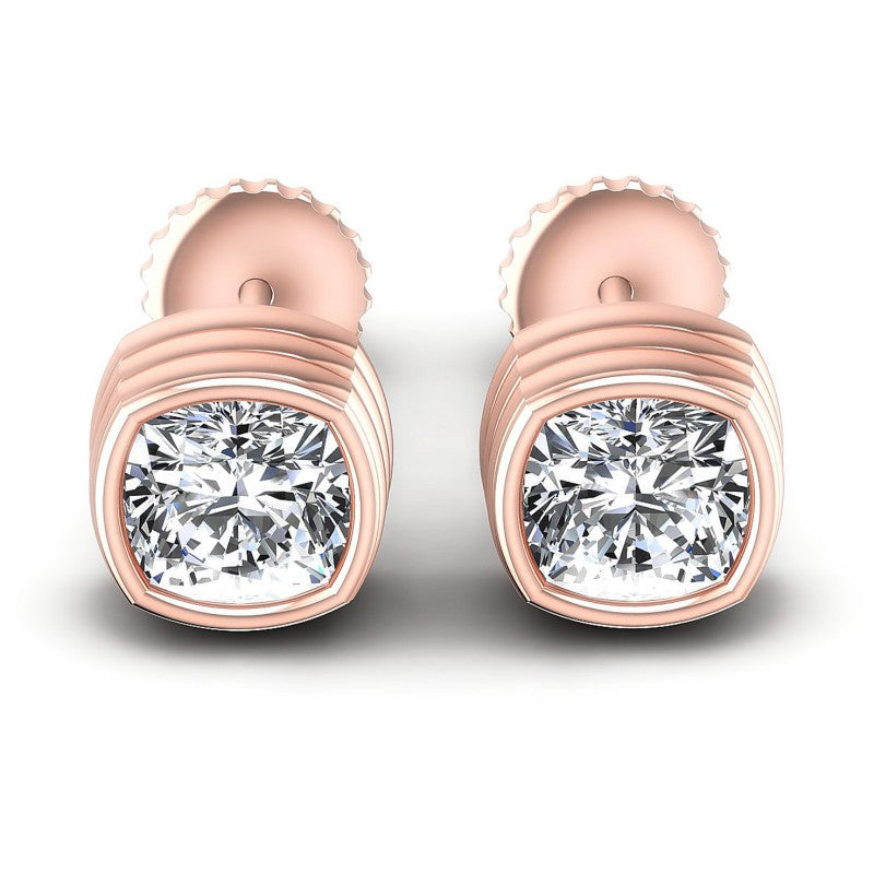 Cushion Diamonds 1.00CT Stud Earrings in 18KT White Gold