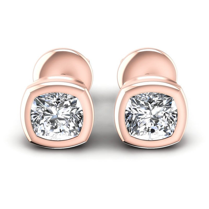Cushion Diamonds 1.00CT Stud Earrings in 18KT White Gold