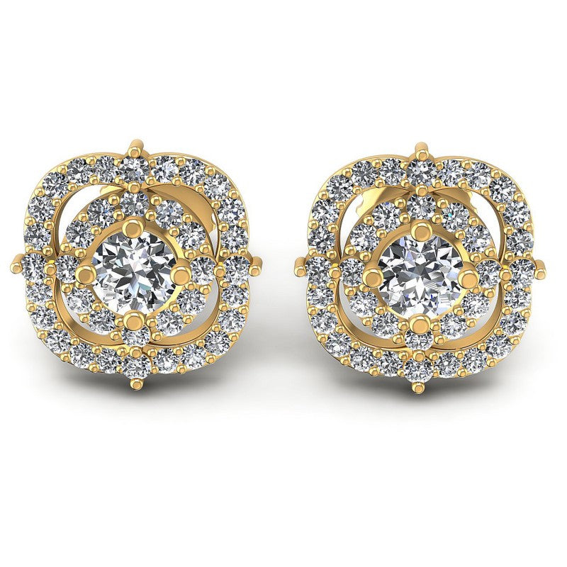 Round Diamonds 0.95CT Designer Studs Earring in 14KT White Gold