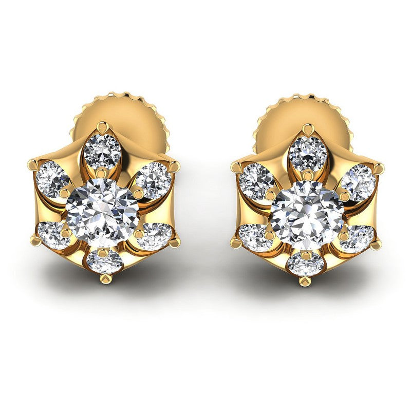 Round Diamonds 1.20CT Designer Studs Earring in 14KT White Gold
