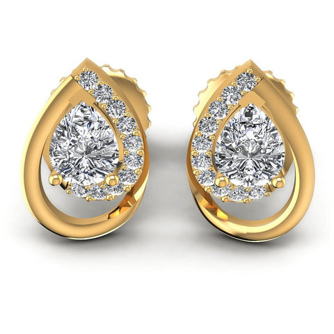 Round and Pear Diamonds 0.45CT Designer Studs Earring in 14KT White Gold