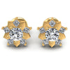 Princess and Round Diamonds 0.75CT Designer Studs Earring in 14KT White Gold