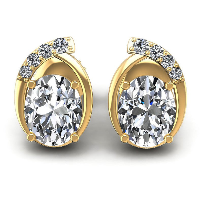 Round and Oval Diamonds 1.30CT Designer Studs Earring in 14KT White Gold