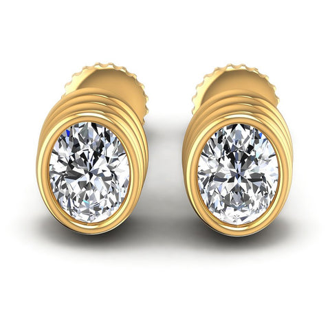 Oval Diamonds 1.00CT Stud Earrings in 14KT White Gold