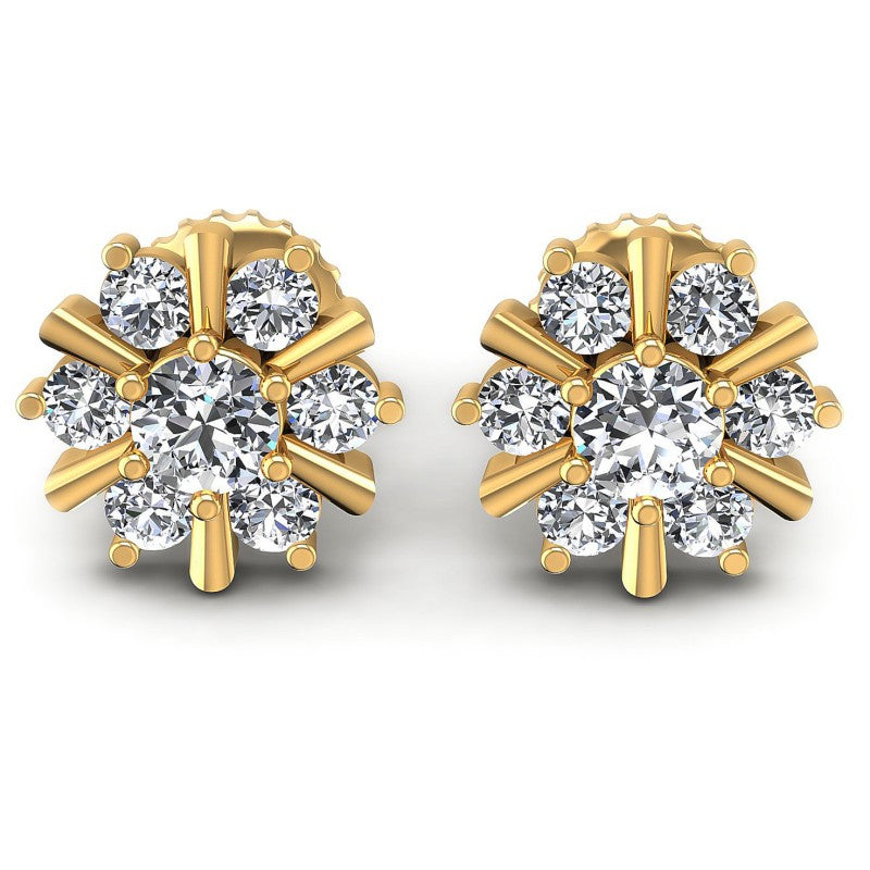 Round Diamonds 0.85CT Designer Studs Earring in 14KT White Gold