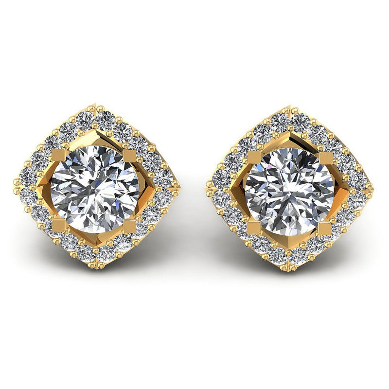 Round Diamonds 1.30CT Designer Studs Earring in 14KT White Gold