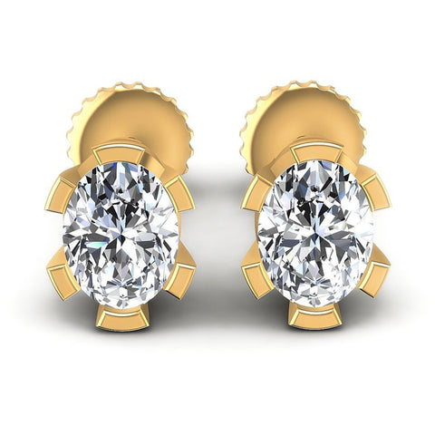 Oval Diamonds 1.00CT Stud Earrings in 14KT White Gold