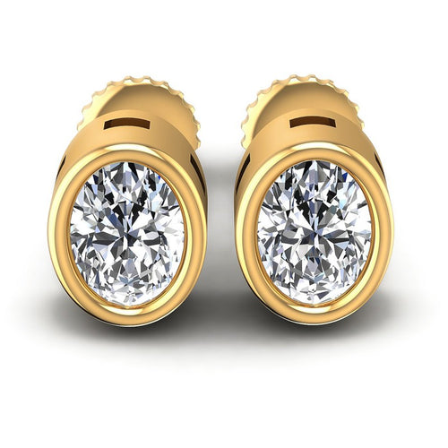 Oval Diamonds 1.00CT Stud Earrings in 14KT White Gold