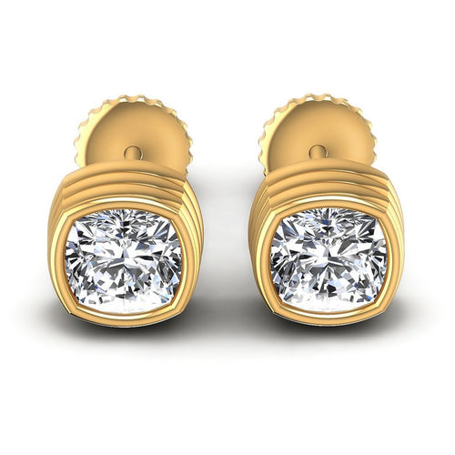 Cushion Diamonds 1.00CT Stud Earrings in 14KT White Gold