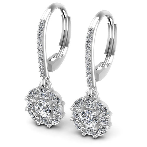 Princess and Round and Marquise Diamonds 1.40CT Earring in 14KT White Gold