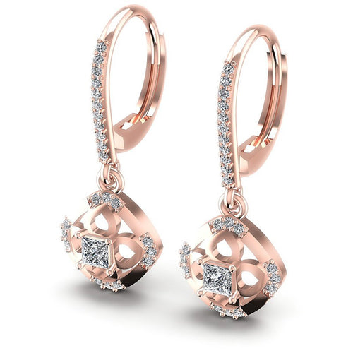 Princess and Round Diamonds 0.80CT Earring in 18KT White Gold