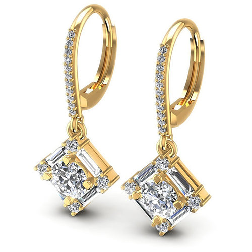Baguette and Round Diamonds 3.00CT Earring in 14KT White Gold