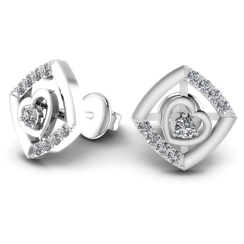 Round Diamonds 0.50CT Heart Earring in 14KT Yellow Gold
