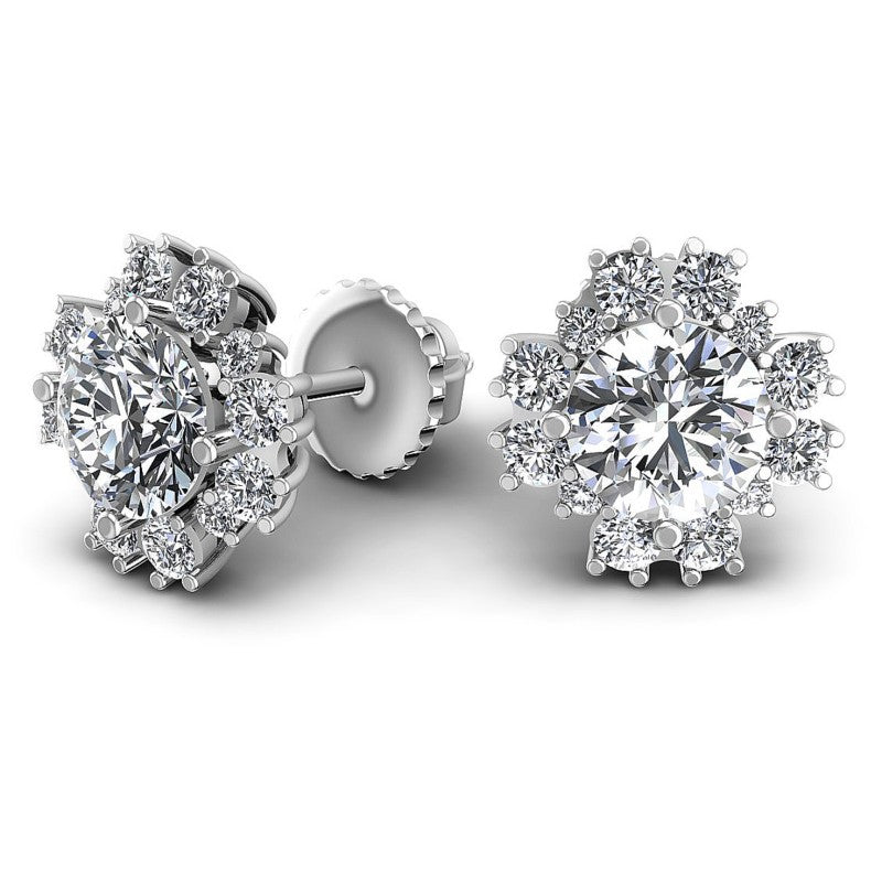 Round Diamonds 1.80CT Designer Studs Earring in 14KT Yellow Gold