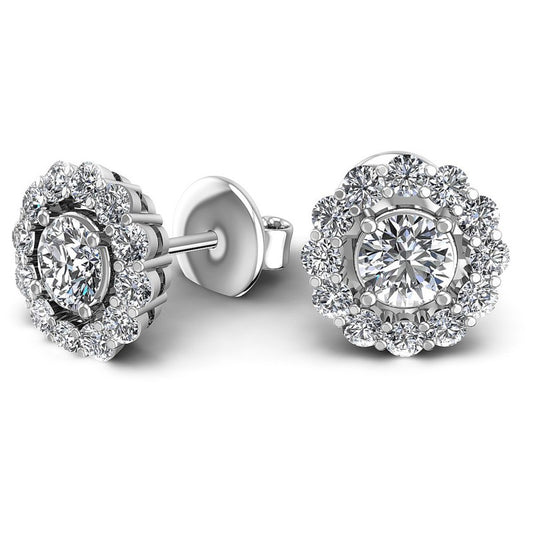 Round Diamonds 0.95CT Designer Studs Earring in 14KT Yellow Gold