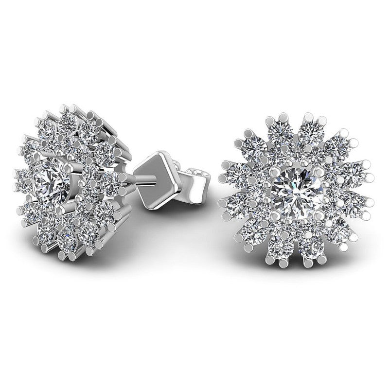 Round Diamonds 0.95CT Designer Studs Earring in 14KT Yellow Gold